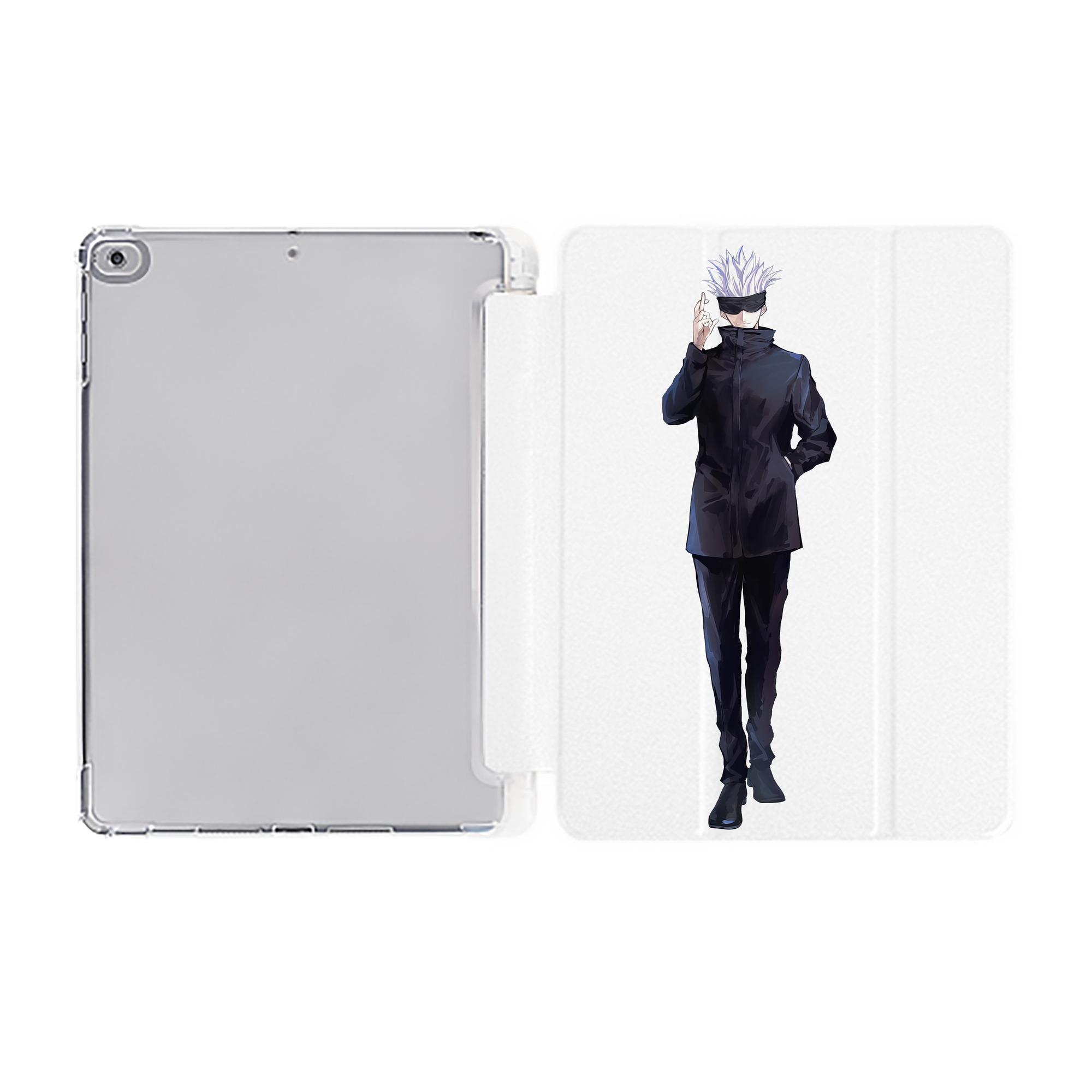 （画像用） 呪術廻戦 Jujutsu Kaisen IPad ケース ペン収納付き 三つ折りスタンド PUレザー×シリコン 対応機種9.5/10.5/10.9インチ